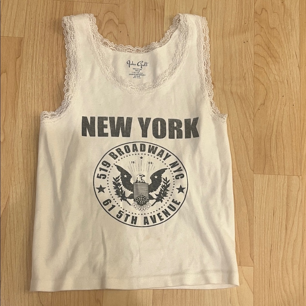 Brandy Melville White New York Graphic Tank Top